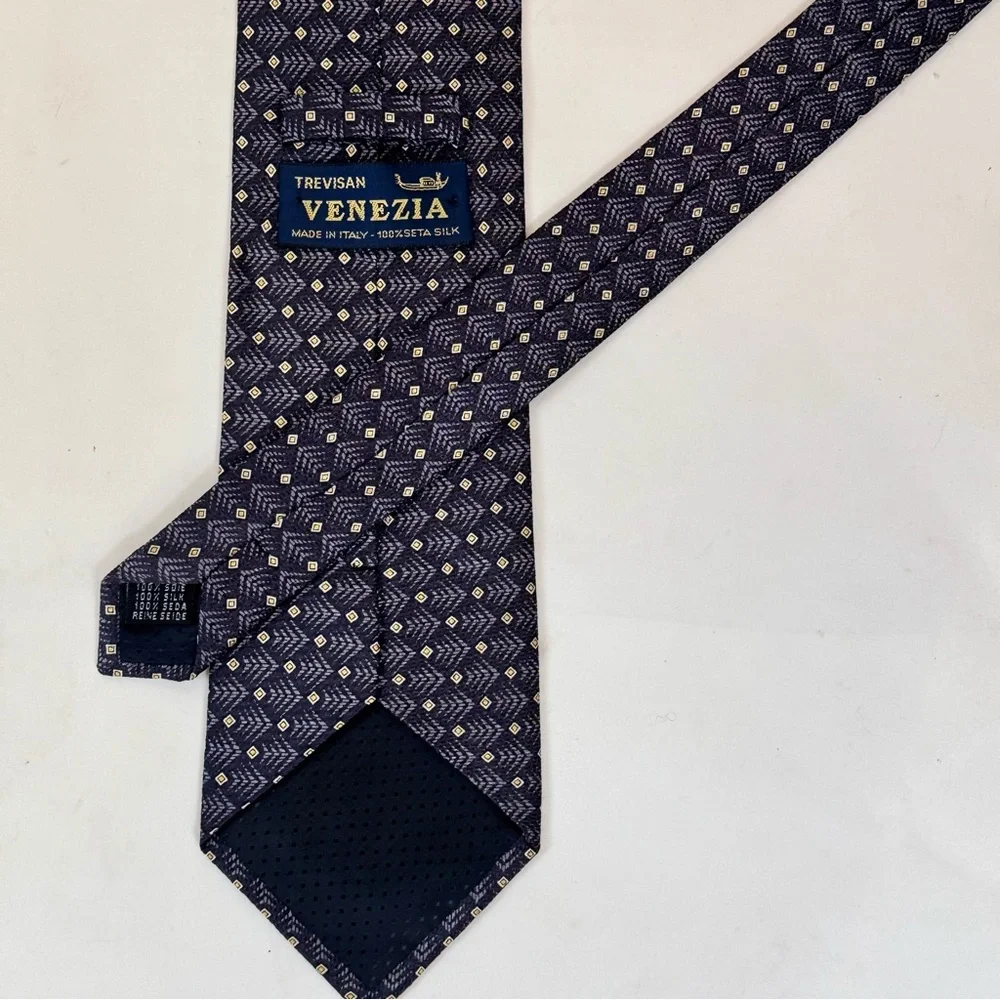 Trevisan Venezia Men’s Necktie with Multicolor Diamond Design 100% Silk